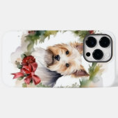 Coques Case-Mate iPhone Biewer Terrier Noël Wreath Festive Pup (Verso (horizontal))