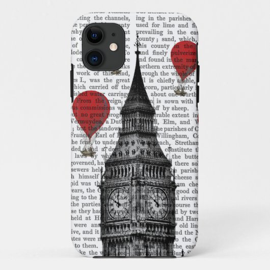 Coques Case-Mate iPhone Big Ben et ballons à air d'un rouge ardent (Dos)
