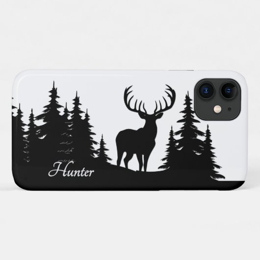 Coques Case-Mate iPhone Big Buck Among Pine Trees Vector Nom personnel (Dos (Horizontal))