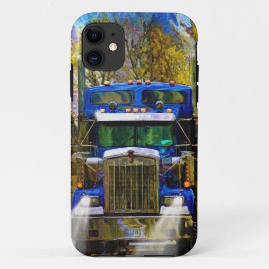 Coques Case-Mate iPhone Big Rig Blue Truck transport lourd Trucker Art (Dos)