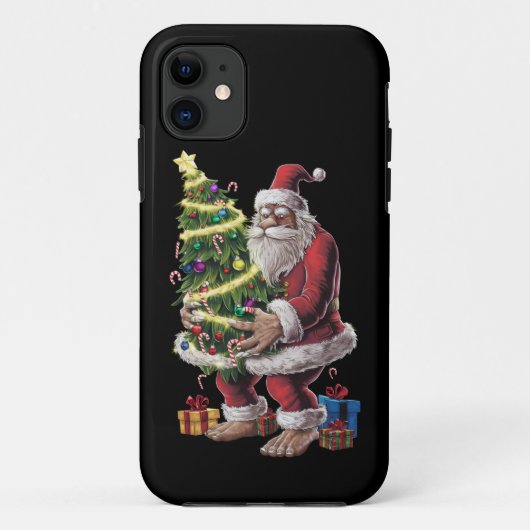 Coques Case-Mate iPhone Bigfoot Noël Arbre Lumières Noël Sasquatatch Amour (Dos)