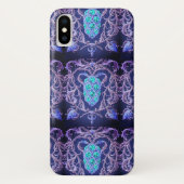 Coques Case-Mate iPhone Bijou Art nouveau abstrait motif bleu violet (Dos)