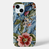 Coques Case-Mate iPhone Bijou brodé Floral Denim Texture (Verso)