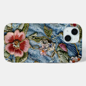 Coques Case-Mate iPhone Bijou brodé Floral Denim Texture (Verso (horizontal))