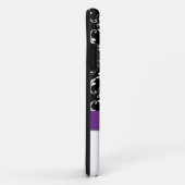 Coques Case-Mate iPhone Bijou de ruban imprimé par damassé noire pourpre (Dos/Droite)