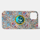 COQUES Case-Mate iPhone BIJOUX ANCIENS, PIERRES, PERLES, ANGES MONOGRAMME (Verso (horizontal))