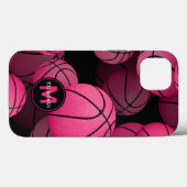 Coques Case-Mate iPhone billes de basket roses des filles personnalisées (Verso (horizontal))