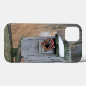 Coques Case-Mate iPhone Bird, nest box with holiday wreath en hiver (Verso (horizontal))