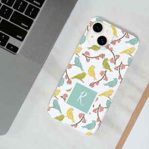 Coque Pour iPhone 14 Birds & Blooms Monogramme Aquarelle Esquisse