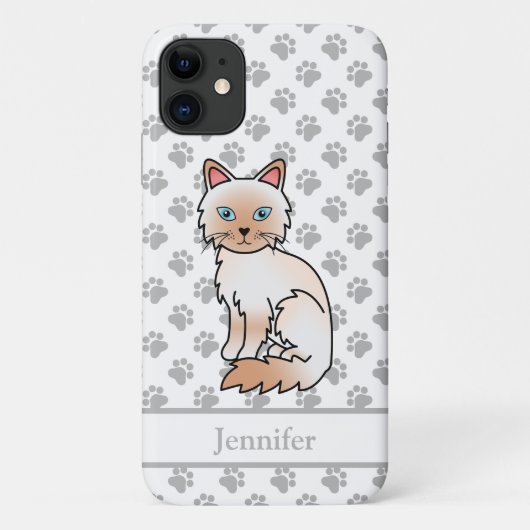 Coques Case-Mate iPhone Birman / Ragdoll Point Rouge Chat Mignon & Nom (Dos)