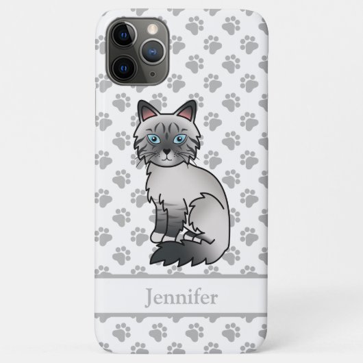 Coques Case-Mate iPhone Birman / Ragdoll Tabby bleu mignon & nom (Dos)