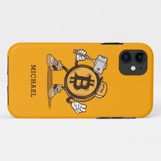 Coques Case-Mate iPhone Bitcoin Cryptomonnaie Drôle Drôle Carton Personnal (Dos (Horizontal))