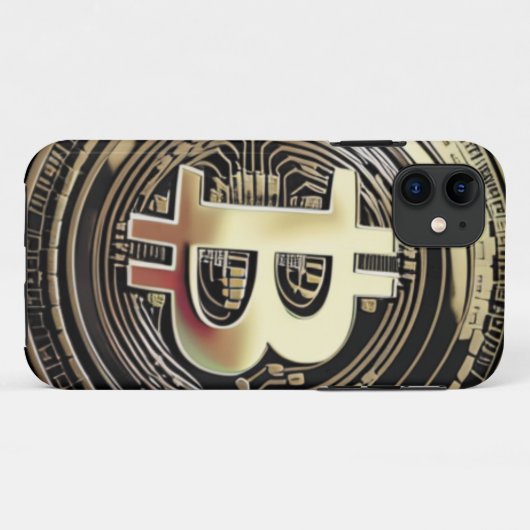 Coques Case-Mate iPhone Bitcoin doré (Dos (Horizontal))