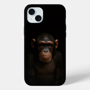 Coque iPhone 15 Mini Black 4 Luxe, Chimpanzé Serein iPhone 15 Plus