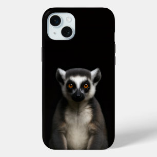 Coque iPhone 15 Mini Black 4 Luxe, Gentle Lemur iPhone 15 Plus
