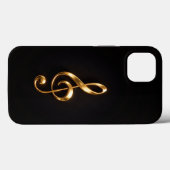 Coques Case-Mate iPhone Black 4 Luxe iPhone 13, Golden Treble Clef (Verso (horizontal))