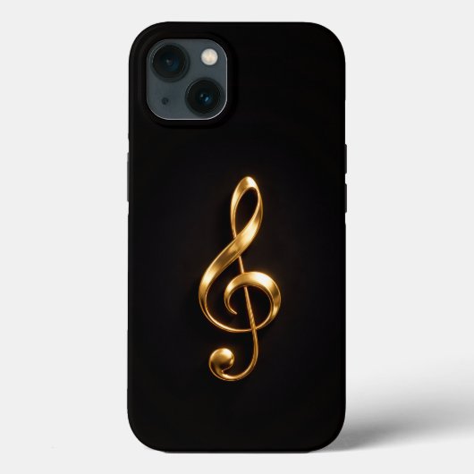 Coques Case-Mate iPhone Black 4 Luxe iPhone 13, Golden Treble Clef (Verso)