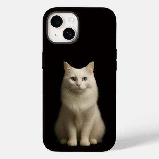 Coques Case-Mate iPhone Black 4 Luxe iPhone 14 Case, Turkish Angora Cat (Verso)