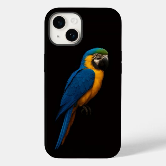 Coques Case-Mate iPhone Black 4 Luxe iPhone 14 Mate, Blue Yellow Macaw (Verso)