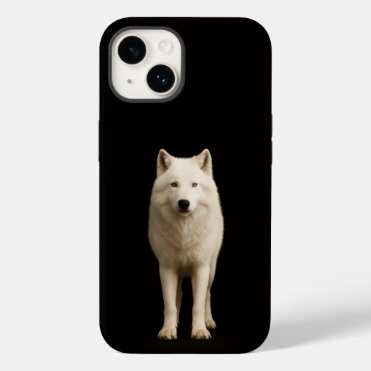 Coques Case-Mate iPhone Black 4 Luxe iPhone 14 Mate, Ivory Arctic Wolf (Verso)