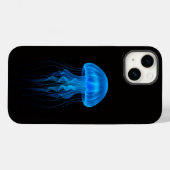 Coques Case-Mate iPhone Black 4 Luxe iPhone 14 Mate, Neon Blue Jellyfish (Verso (horizontal))