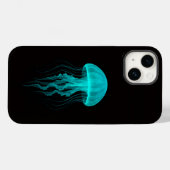Coques Case-Mate iPhone Black 4 Luxe iPhone 14 Mate, Neon Green Jellyfish (Verso (horizontal))