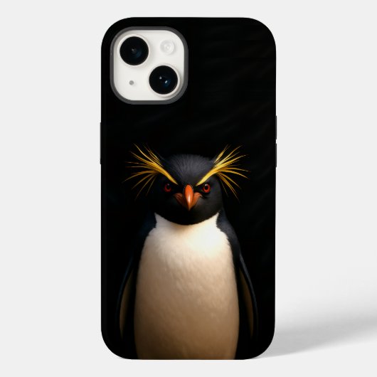 Coques Case-Mate iPhone Black 4 Luxe iPhone 14 Mate, Rockhopper Penguin (Verso)