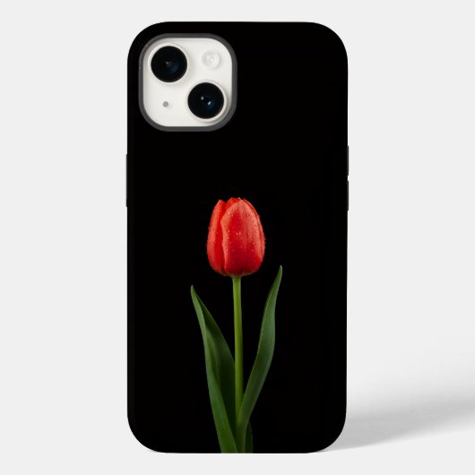 Coques Case-Mate iPhone Black 4 Luxe iPhone 14 Mate, Ruby Red Tulip (Verso)