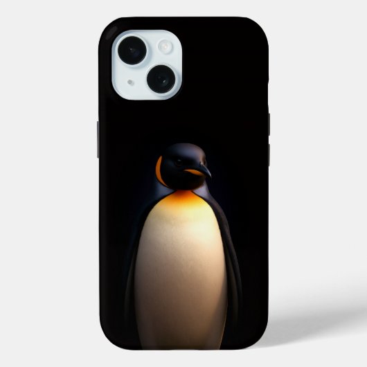 Coques Case-Mate iPhone Black 4 Luxe iPhone 15 Coque, Empereur Penguin (Verso)
