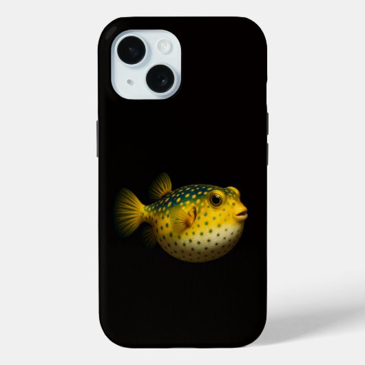 Coques Case-Mate iPhone Black 4 Luxe iPhone 15 Mate, Poisson-lune jaune (Verso)