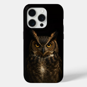 Coque iPhone 15 Pro Black 4 Luxe iPhone 15 Pro, Golden Amber Eye Owl