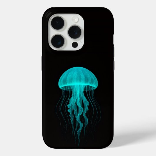 Coques Case-Mate iPhone Black 4 Luxe iPhone 15 Pro Mate, Green Jellyfish (Verso)