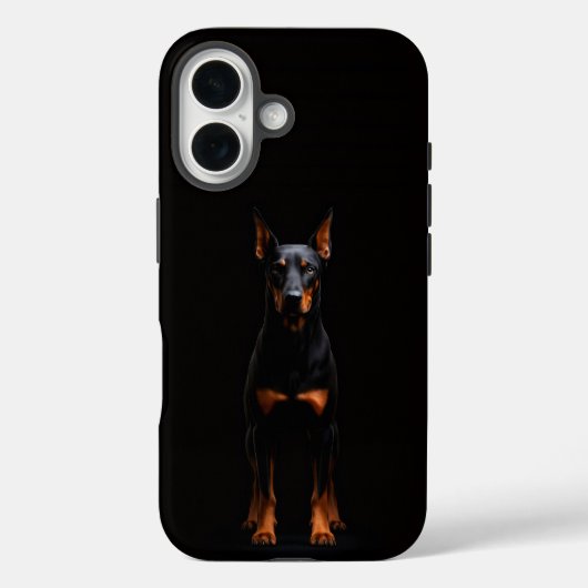 Coques Case-Mate iPhone Black 4 Luxe iPhone 16 Mate, Guardian Doberman Dog (Verso)