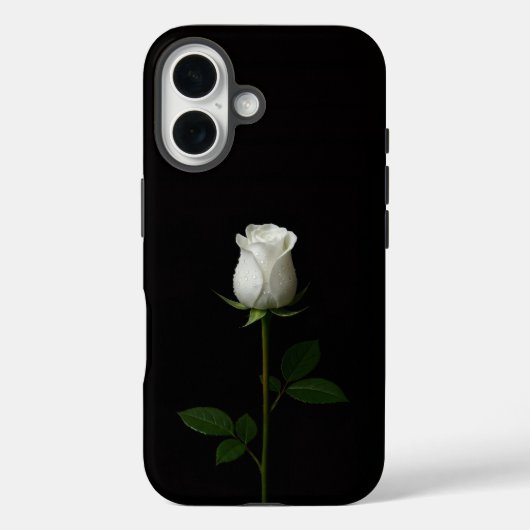 Coques Case-Mate iPhone Black 4 Luxe iPhone 16 Mate, Pure White Rose (Verso)