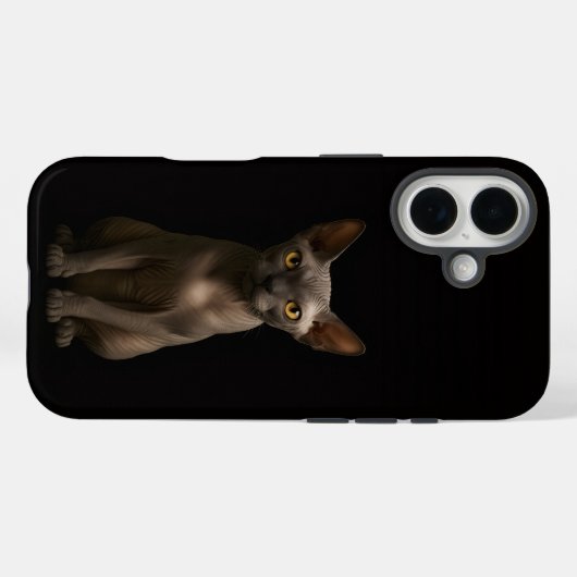 Coques Case-Mate iPhone Black 4 Luxe iPhone 16 Mate, Sphynx Cat (Verso (horizontal))