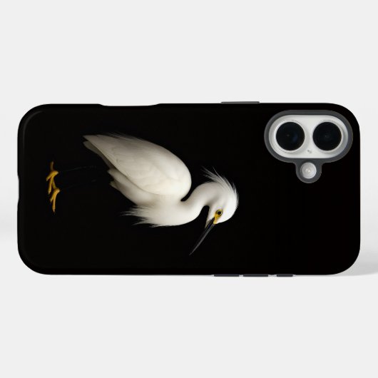 Coques Case-Mate iPhone Black 4 Luxe iPhone 16 Plus, Snowy Egret (Verso (horizontal))