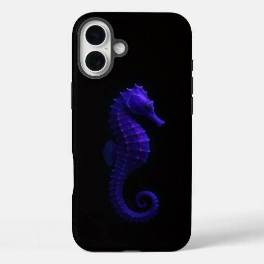 Coques Case-Mate iPhone Black 4 Luxe iPhone 16 Plus, Violet Seahorse (Verso)