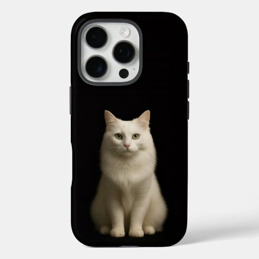 Coques Case-Mate iPhone Black 4 Luxe iPhone 16 Pro, Turkish Angora Cat (Verso)