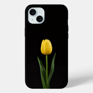 Coque iPhone 15 Mini Black 4 Luxe, Tulipe Dorée iPhone 15 Plus