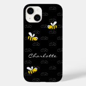Coques Case-Mate iPhone Black abeilles amusant humour motif monogramme (Verso)