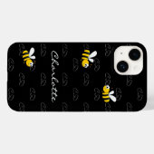 Coques Case-Mate iPhone Black abeilles amusant humour motif monogramme (Verso (horizontal))
