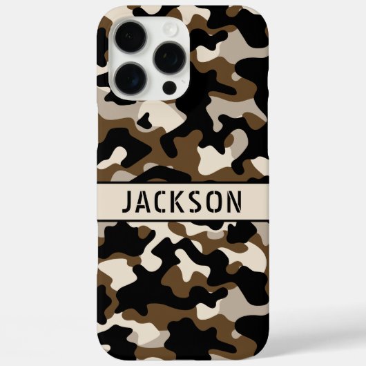 Coques Case-Mate iPhone Black and Brown Camouflage Personalized (Verso)
