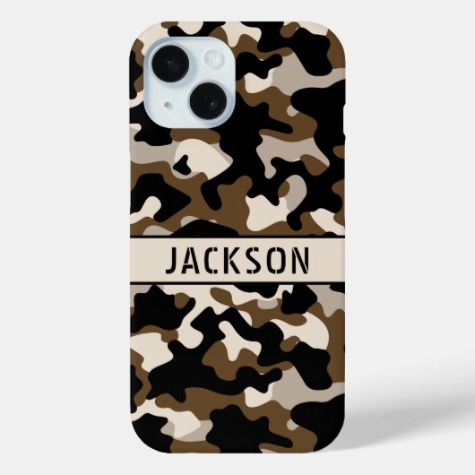 Coques Case-Mate iPhone Black and Brown Camouflage Personalized (Verso)