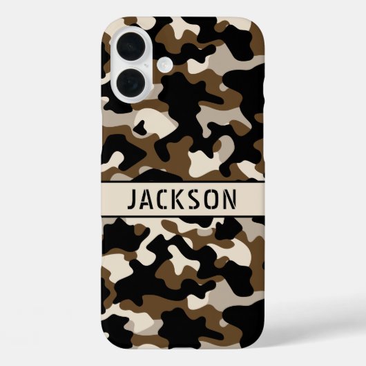 Coques Case-Mate iPhone Black and Brown Camouflage Personalized (Verso)