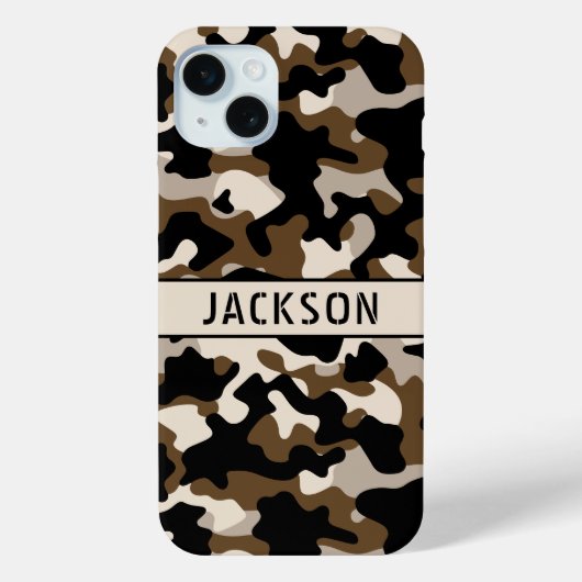 Coques Case-Mate iPhone Black and Brown Camouflage Personalized (Verso)