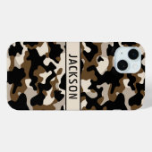 Coques Case-Mate iPhone Black and Brown Camouflage Personalized (Verso (horizontal))