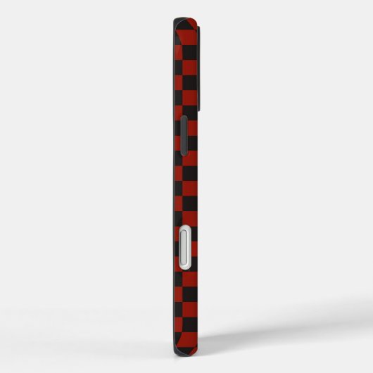 Coques Case-Mate iPhone Black and Deep red checkerboard pattern (Verso / Droite)