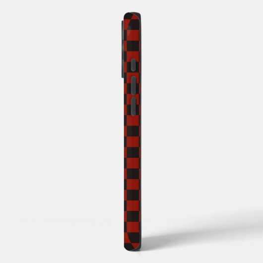 Coques Case-Mate iPhone Black and Deep red checkerboard pattern (Verso / Gauche)