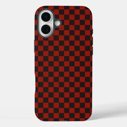 Coques Case-Mate iPhone Black and Deep red checkerboard pattern (Verso)