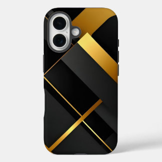 Coques iPhone 16 Black and Gold Geometric Art